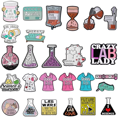 Pin Esmalte Aleación Médico Ciencia Dibujos Animados Doctor Enfermera Tema Broches Para Ropa Mochila Joyería