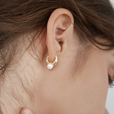 Orecchini A Cerchio Eleganti In Rame Placcato Oro Con Pendente Di Perla Artificial Stile Francese Gioielli Minimalisti Per Donne