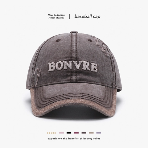 Casquette De Baseball En Coton Lavé Distressed Broderie Lettres 3D Réglable Soft Top Extérieur Protection Solaire Unisexe