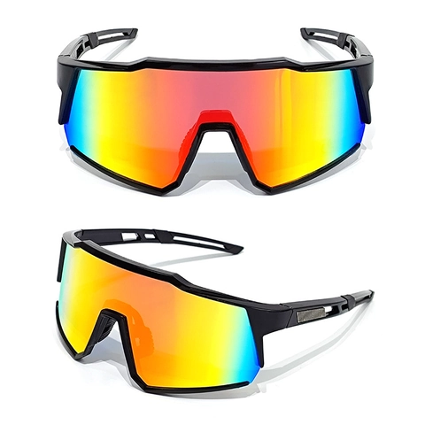 Lunettes De Soleil De Sport Polarisées Protection UV400 Lunettes De Cyclisme Grand Cadre Verre Miroir Coloré Course Hommes Femmes