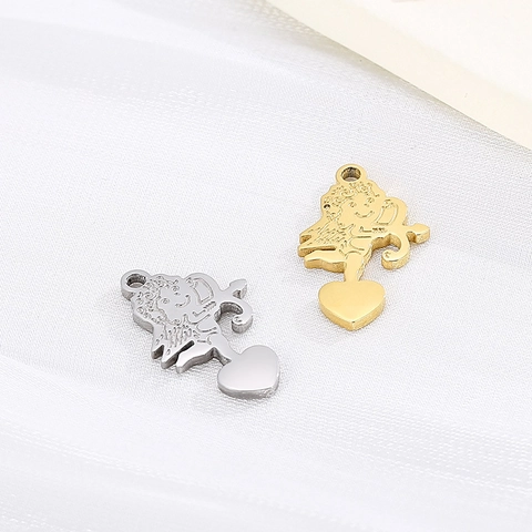 Ciondoli Angelo Cupido Cuore In Acciaio Inossidabile Charm Cavi Per Creazione Di Gioielli Fai Da Te Accessori
