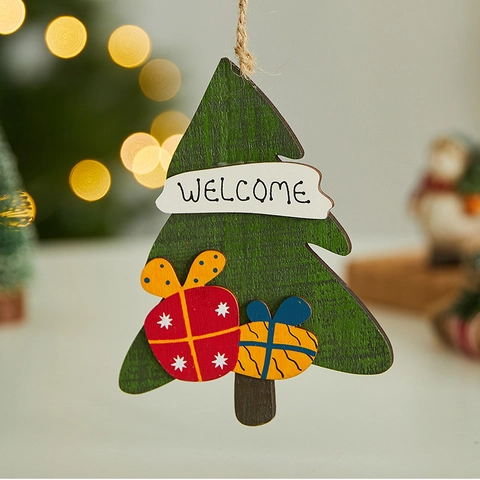 Ornamenti Di Natale In Legno Dipinti Babbo Natale Pupazzo Di Neve Pendenti Decorazione Albero Festiva Segnale Benvenuto