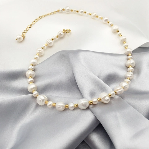 Bijoux En Süßwasserperles D'eau Douce Baroques Süßwasserperles À Fil Irrégulier Plaqué Or Collier Bracelet Et Boucles D'oreilles Accessoire Femme