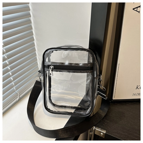 Women Clear PVC Crossbody Bag Waterproof Transparent Small Square Shoulder Bag With Adjustable Strap Fashion Travel Casual Purse
