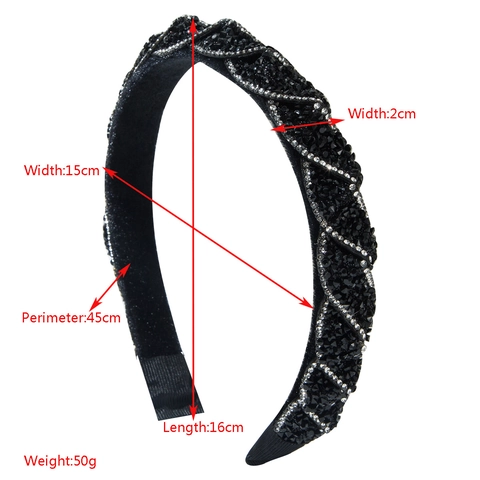 Luxury Alloy Rhinestone Padded Headband For Women Vintage Sparkling Crystal Wide Hair Hoop Elegant Wedding Party Fashion Hair Accessories