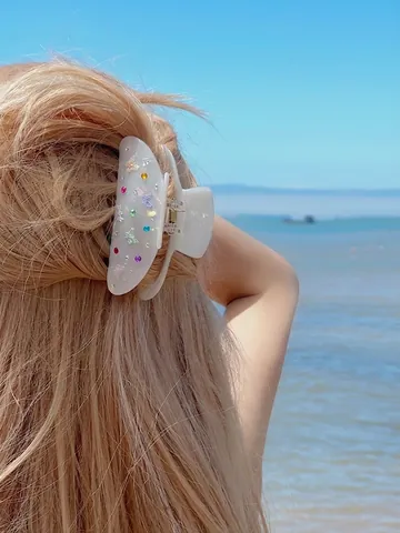 Pinza Para El Pelo Mariposa Acetato Grande Pinza De Tiburón Con Pedrería De Colores Elegante Accesorios Para Mujeres