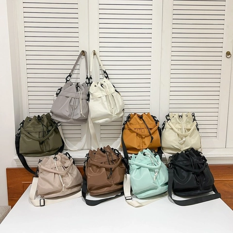 Bolso De Cubo Con Cordón De Nylon Para Mujer Gran Capacidad Correa De Hombro Ajustable Moda Casual Bolso De Viaje