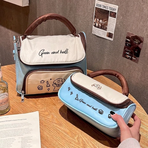 Handheld Make-Up Organizer Tasche Wasserdicht Oxford Stoff Große Kapazität Tragbare Reise Kosmetiktasche Süße Cartoon