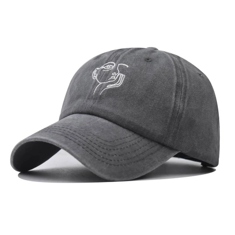 Cappello Da Baseball In Cotone Lavato Retro Cappello Da Sole Con Ricamo A Linee Di Viso Astratte Regolabile Unisex