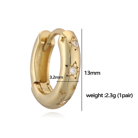 Eleganti Orecchini a Cerchio in Rame con Zirconia a Stella per Donna Lusso Leggero Placcati Oro Argento Orecchini a U con Girasole Gioielli