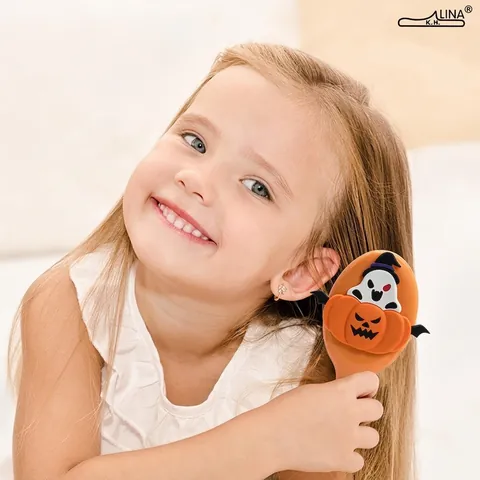 Spazzola Per Capelli Halloween Pettine Massaggio E Specchio Pieghevole Portatile Plastica ABS Design Zucca Fantasma