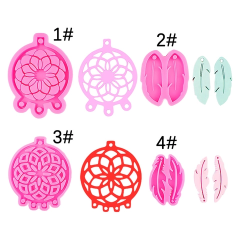 Dreamcatcher Silicone Mold Feather Mandala Grid DIY Resin Casting Keychain Pendant Wall Decor Baking Tools Soft Flexible