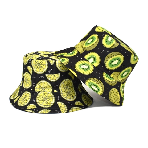Cappello Alla Pescatora Con Stampa Frutta Cotone Traspirante Protezione Solare Outdoor Casual Per Uomo Donna Limone Arancia