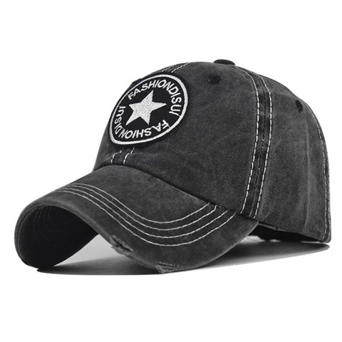 Cappello Da Baseball In Cotone Lavato Ricamo Stella Pentagramma Effetto Invecchiato Retro Cappello Da Sole Regolabile