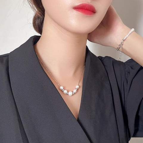 French Minimalist 925 Sterling Silver Freshwater Pearl Necklace For Women Dainty Thin Chain Choker Elegant Jewelry Gift