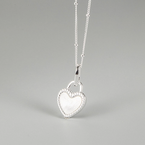 Collier Pendentif Cœur en Argent Sterling S925 Nacre Agate Double Face Bijoux De Luxe Minimaliste Pour Femme Cadeau