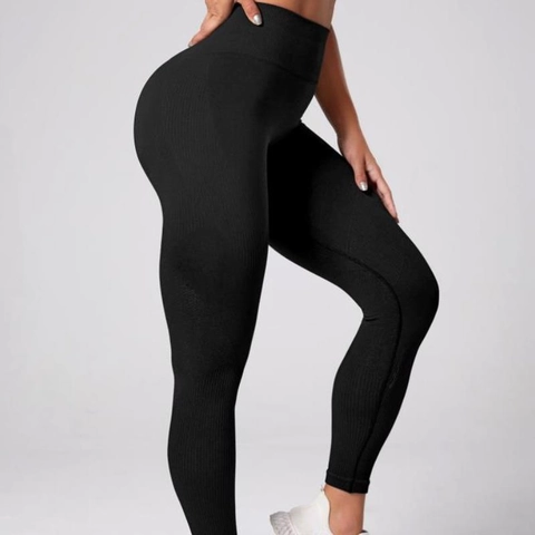 Pantaloni Yoga Senza Cuciture Donna Vita Alta Costine Controllo Pancia Leggings Palestra Sollevamento Glutei Fitness