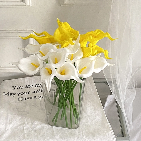 Calla Lily Artificial Flowers PU Real Touch Mini Bouquet Wedding Home Decor Modern Minimalist Floral Arrangement