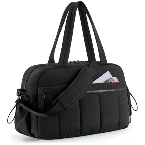 Quilted Travel Duffel Bag Large Capacity Waterproof Taslan Sports Gym Weekend Bag For Women With Dry Wet Separation
