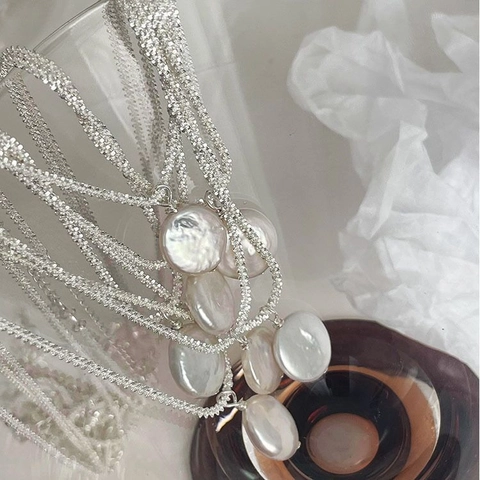 Minimalistische S925 Sterlingsilber Barock Künstliche Perle Halskette Für Damen Leichter Luxus Eleganter Alltagsschmuck