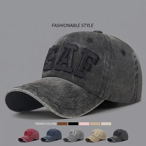 Berretto Da Baseball In Cotone Lavato Ricamo Lettere Stile Retro Usurato Fibbia In Metallo Regolabile Cappello Da Sole