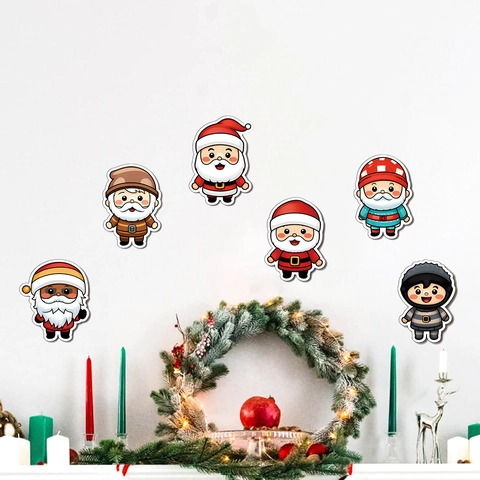Autocollants Muraux De Noël Père Noël Elfe PVC Décalcomanies Imperméables Pour Fenêtre Porte Verre Décoration
