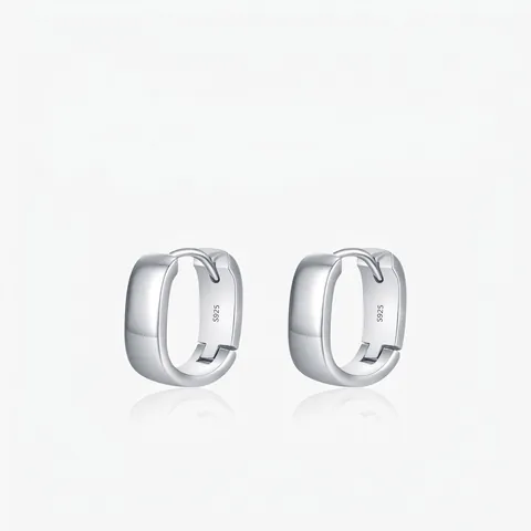 925 Sterling Silber Creolen Minimalistisch Geometrisch Rechteckig Glatt Poliert Schmuck Für Damen Alltag