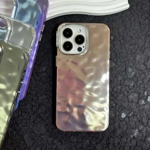 Phone Case 3D Water Ripple PC IMD Electroplated Metallic Texture Luxury Shockproof Protective Cover For Smartphone