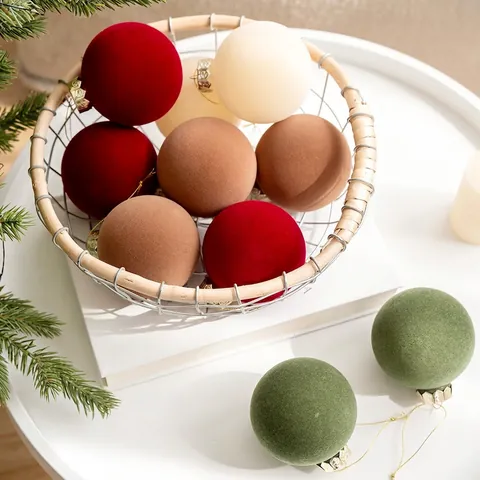 Palle Di Natale Decorative Texture Velluto Floccato Ornamenti Appesi Per Decorazioni Casa E Feste Di Natale Vintage