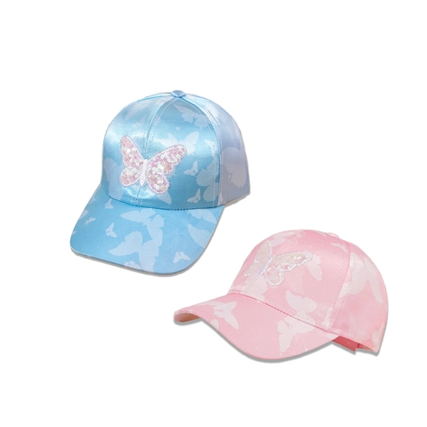 Kinder Baseballkappe Pailletten Schmetterling Druck Satin Polyester Sonnenschutz Verstellbar Outdoor Mode Mädchen Jungen