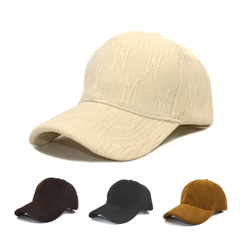 Casquette De Baseball Rétro Femme Coton Jacquard Motif M Ajustable Chapeau Soleil Décontracté Automne Hiver Accessoire