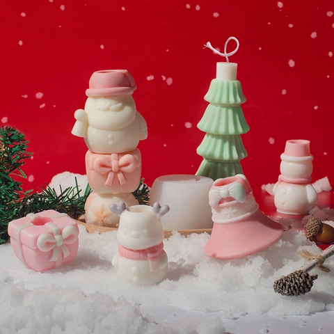 Weihnachts DIY Silikonform Für Kerzen Seife Stapelbare Schneemann Rentier Baum Geschenkbox Form Langlebig Wiederverwendbar