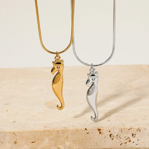 Collana Con Ciondolo A Cavalluccio Marino In Acciaio Inossidabile Occhio Di Zircone Gioielli Stile Oceano Per Uomo E Donna