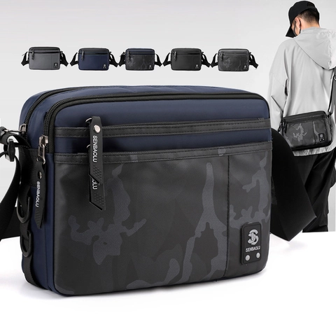 Borsa A Tracolla Da Uomo In Nylon Grande Capacità Multitasche Resistente All'acqua Borsa A Spalla Stile Urbano