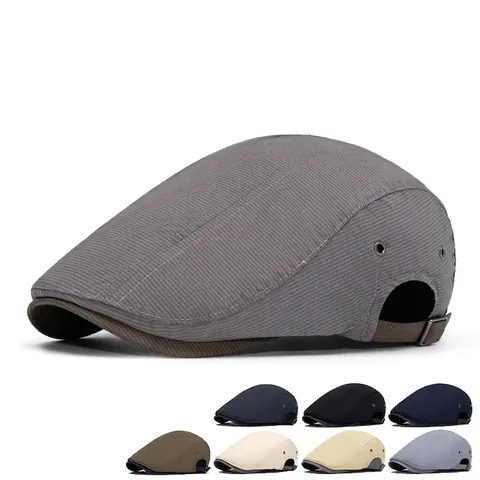 Men Retro Flat Cap Adjustable Breathable Ivy Hat British Vintage Beret Cotton Casual Summer Sun Protection