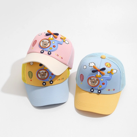 Cappello Da Baseball Bambini Orso Elicottero Cartone Animato 3D Cappello Sole Rete Traspirante Per Ragazzi Ragazze