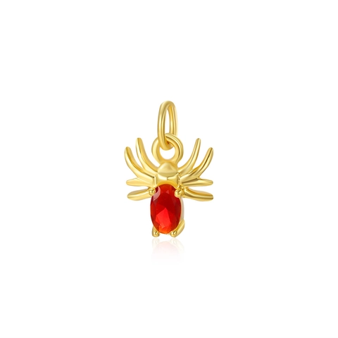 Pendentif Araignée Cuivre Plaqué Or 18K Zircon Ovale Charm DIY Accessoires Création Bijoux Design Petit Animal Élégant Pour Femmes