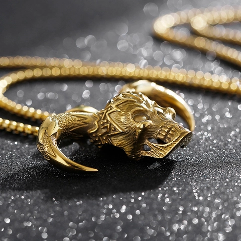 Colgante De Calavera Con Cuernos Gothic Punk Hip Hop Joyas De Acero Inoxidable Para Hombres Calavera De Carnero Retro