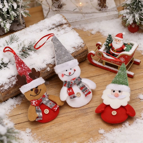 Weihnachtsanhänger Cartoon Weihnachtsmann Schneemann Rentier Filz Gestrickt Hängende Dekorationen