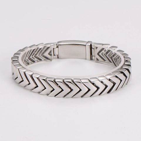 Pulsera Hombre Acero Inoxidable 304 Cadena Eslabones Chevron Forma V Punk Pulido Dominante Joyería Geométrica Regalo Para Él