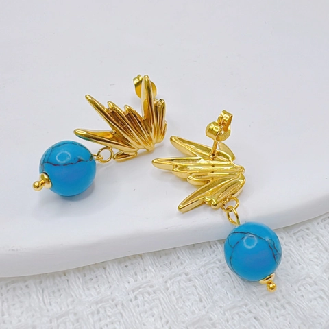 Orecchini a Goccia in Acciaio Inossidabile con Ali di Design di Nicchia con Perla Artificiale Turchese Gioielli Individualistici da Donna Regalo per la Festa della Mamma