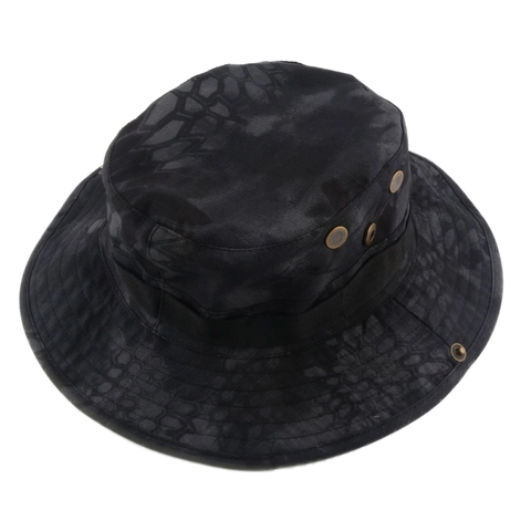 Tactical Boonie Hat For Men Outdoor Camouflage Sun Hat With Adjustable Wind Rope Breathable Wide Brim Fishing Bucket Hat
