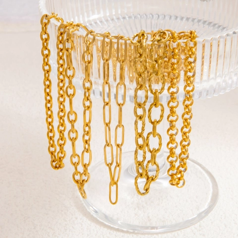 Stainless Steel 18K Gold Plated Necklace Bracelet For Women Waterproof Hypoallergenic Heart Pendant Paperclip Link Chain Jewelry