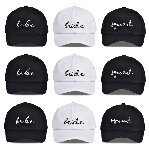 Embroidered Bride Babe Squad Baseball Cap Cotton Polyester Sun Hat For Wedding Party Bachelorette Outdoor Women