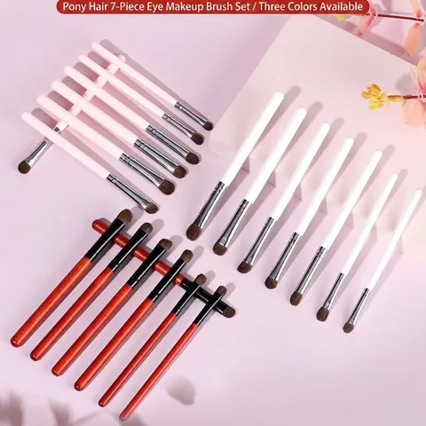 Professionelles Augen-Make-up-Pinsel-Set Ponyhaar Holzgriff Verblenden Lidschatten Schattierung Tragbare Beauty-Tools