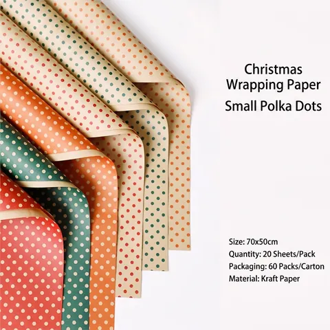 Polka Dot Kraft Wrapping Paper Waterproof Christmas Gift Bouquet DIY Packing Materials Double Sided Decorative