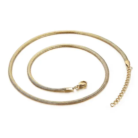 Minimalistische Flache Schlangenkette Halskette Edelstahl Gold Silber Plattiert Wasserdichter Schicker Schmuck Für Damen Herren