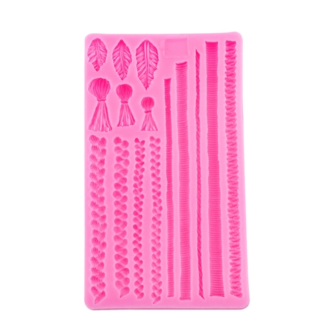 Silicone Mold Knitted Rope Braided Texture Tassel Fondant Cake Decoration Chocolate DIY Craft Sugarcraft Border Tool