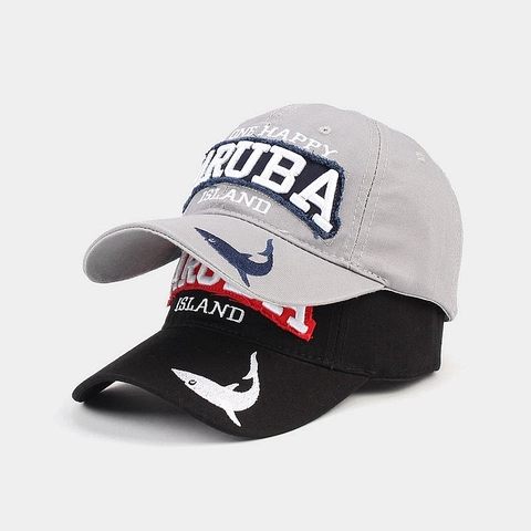 Gorra De Béisbol Con Bordado De Aruba Island Algodón Ajustable Vintage Patrón De Tiburón Sombrero Deportivo Para Sol Unisex
