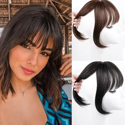 Posticcio Per Frangia 3D Francese Fibra Sintetica Ad Alta Temperatura Senza Cuciture Naturale Clip In Extension Per Capelli Da Donna